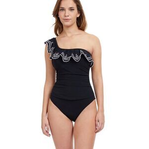 PROFILE BY GOTTEX LOLA RUFFLE ONE SHOULDER ONE PIECE SWIMSUIT